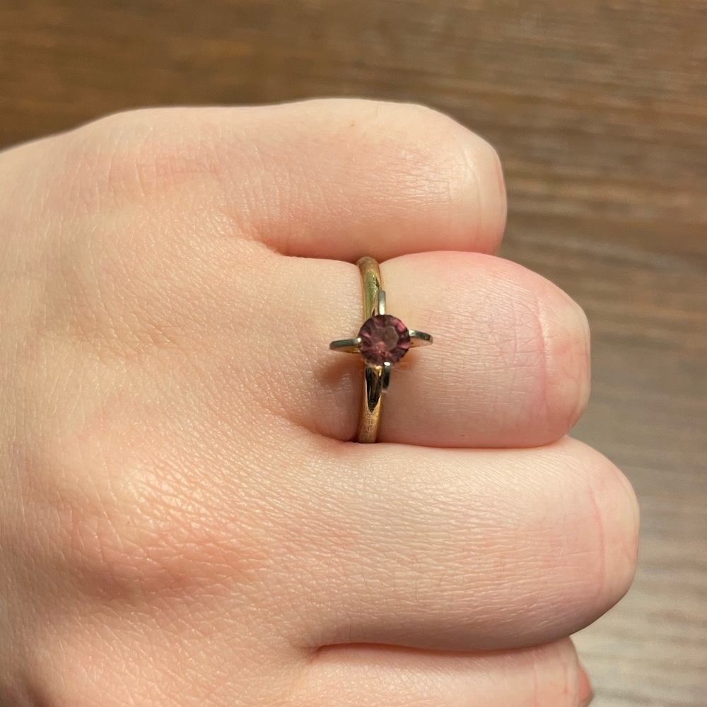 Gold Plated Purple Rhinestone Ring